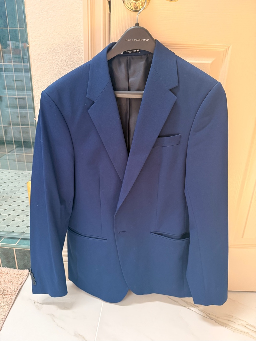 Zara Men's Navy Blue Single-Breasted Suit Jacket
